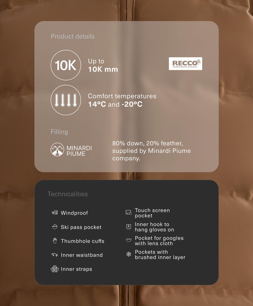 Водостойкая стеганая куртка SKI из атласа с пухом MINARDI PIUME