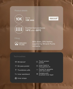 Водостойкая стеганая куртка SKI из атласа с пухом MINARDI PIUME- Заказать в России