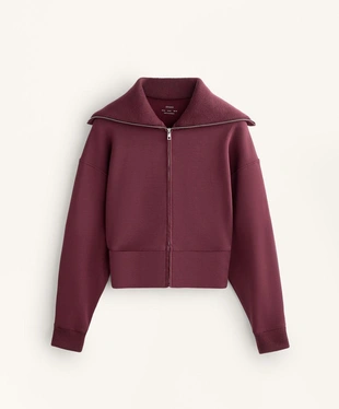 FITTED WAIST KNIT COLLAR JACKET WITH BRUSHED MODAL- Заказать в России