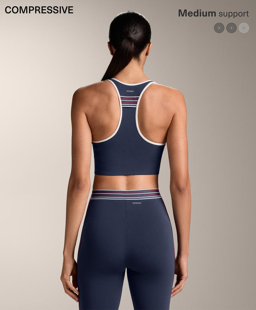 Спортивный топ средней поддержки с резиновыми вставками