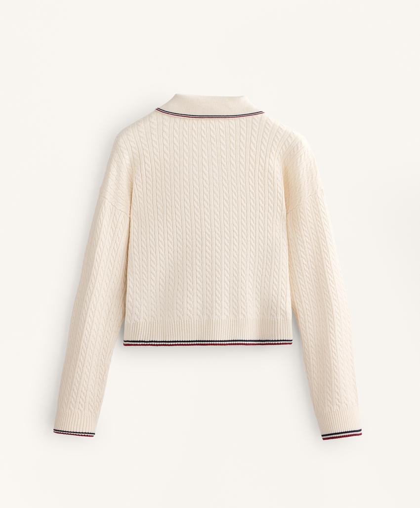 Вязаный джемпер поло с узором «мини-косы»