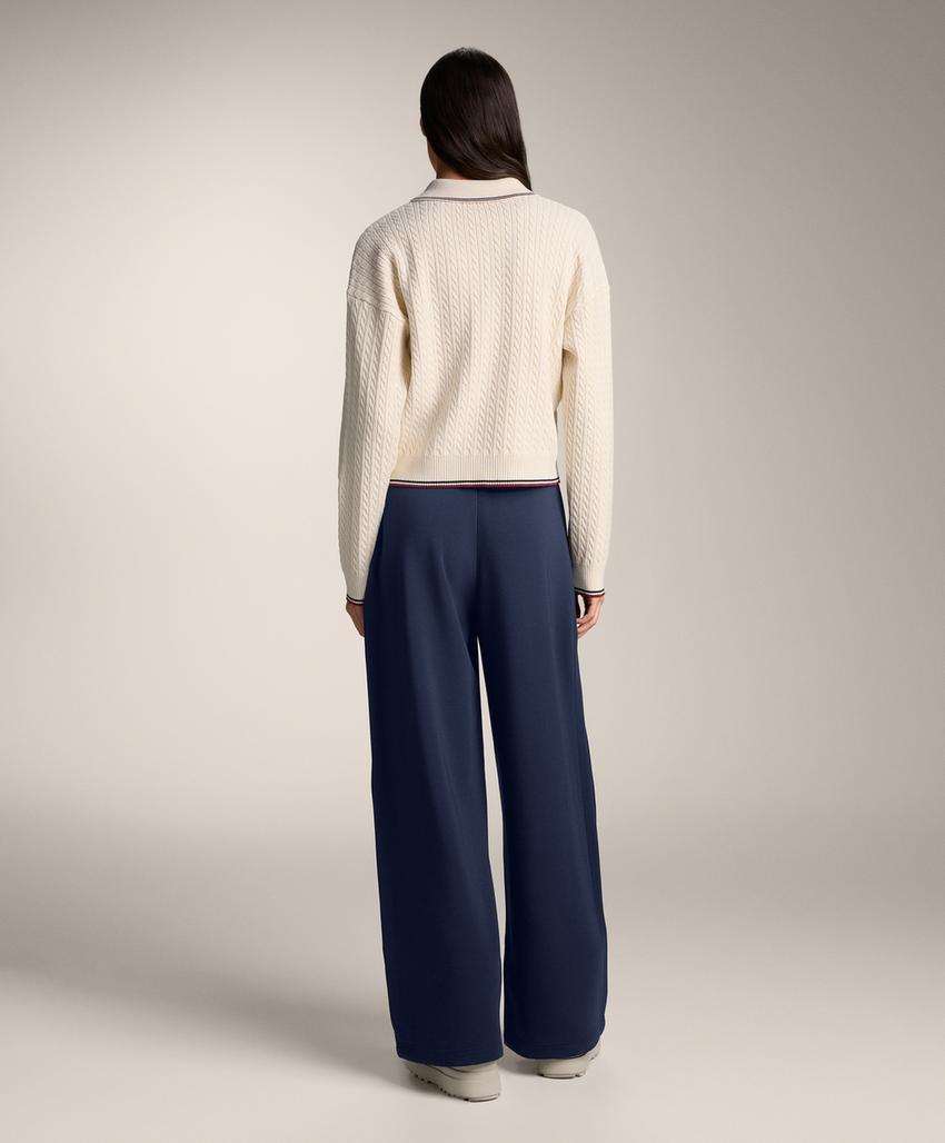 Вязаный джемпер поло с узором «мини-косы»