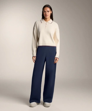 Вязаный джемпер поло с узором «мини-косы»- Заказать в России