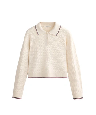 Вязаный джемпер поло с узором «мини-косы»- Заказать в России