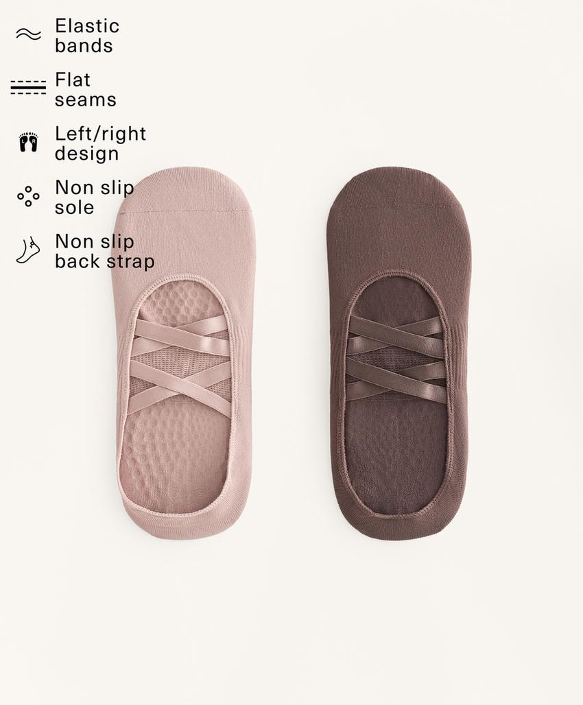 2 pairs of polyamide blend yoga and Pilates socks with double straps