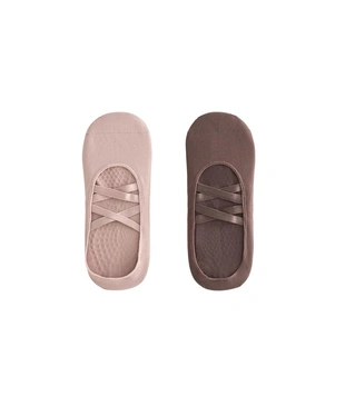 2 PAIRS OF POLYAMIDE BLEND YOGA AND PILATES SOCKS WITH DOUBLE STRAPS- Заказать в России