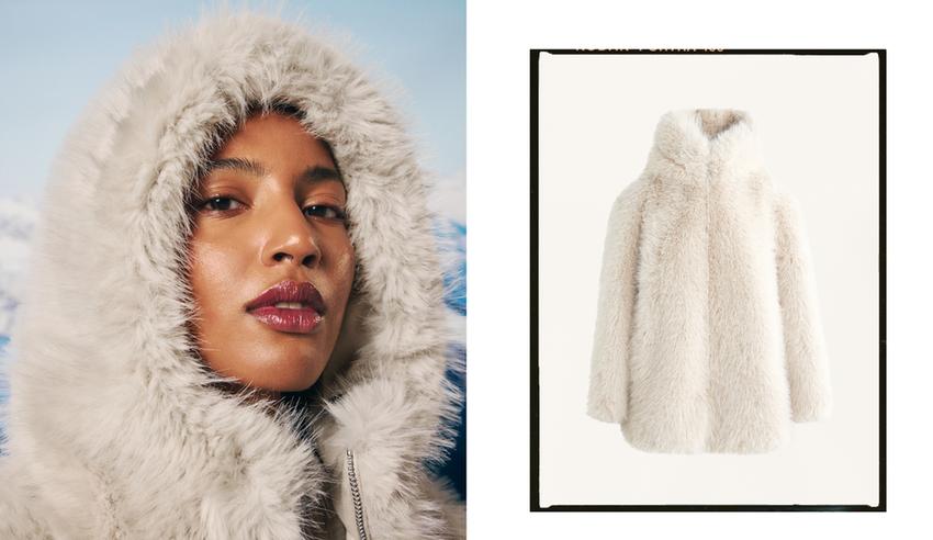 Куртка с капюшоном из искусственного меха