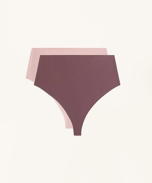 2 HIGH-RISE INVISIBLE POLYAMIDE BLEND MEDIUM-SUPPORT THONGS- Заказать в России