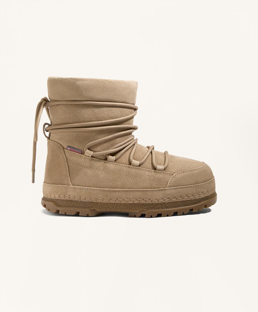 Ботинки из технической разделанной кожи на шнуровке