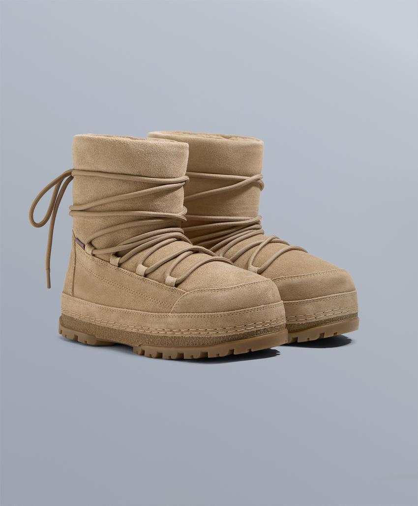 Ботинки из технической разделанной кожи на шнуровке