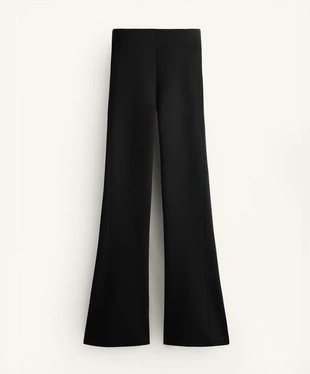 Расклешенные брюки с высокой посадкой и эффектом неопрена- Заказать в России