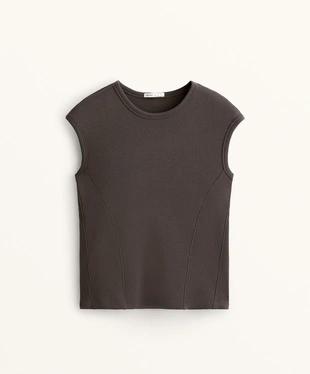 Футболка с коротким рукавом в рубчик из хлопка и модала- Заказать в России