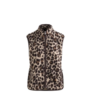 Жилет из искусственной овчины с леопардовым принтом- Заказать в России
