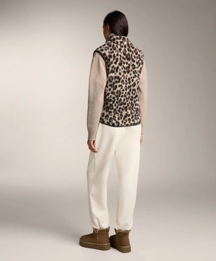 Жилет из искусственной овчины с леопардовым принтом- Заказать в России