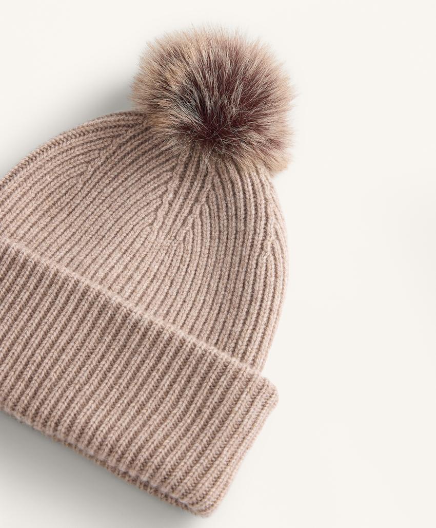 Вязаная шапка с помпоном из смесовой шерсти