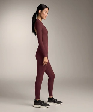 MAROON | 3536/222/685 - OYSHO Длинный комбинезон COMFORTLUX с перекрестными деталями и длинным рукавом