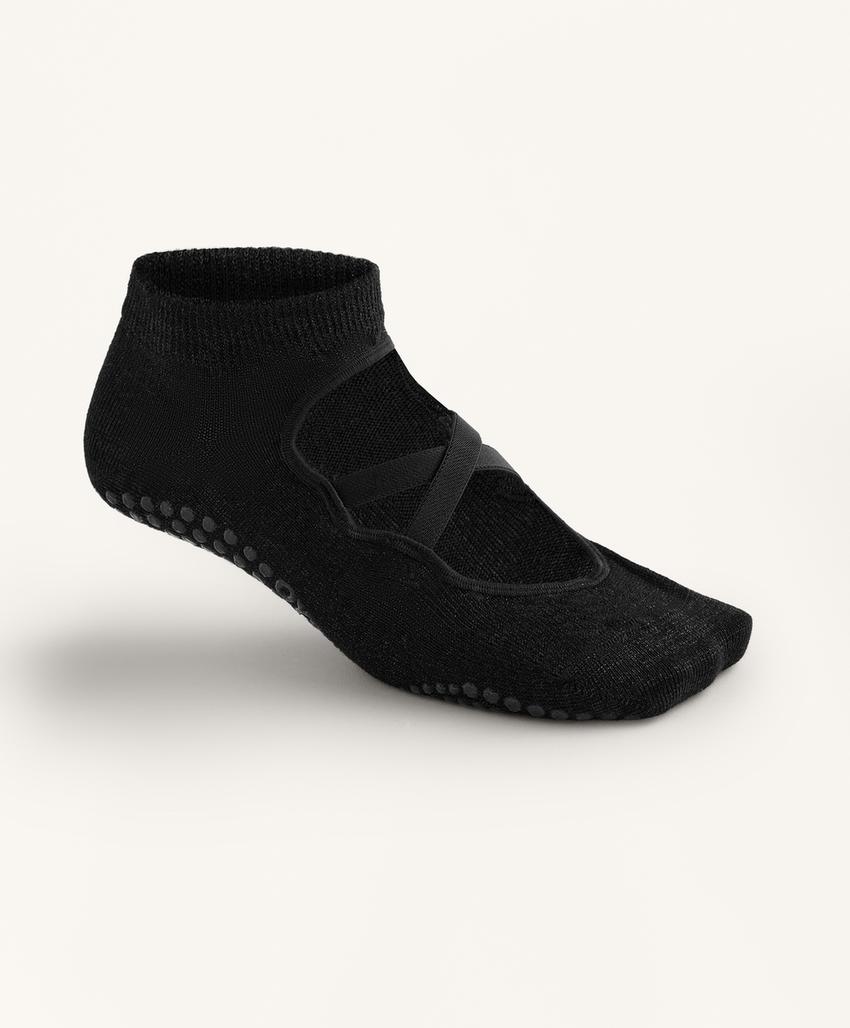 2 pairs of cotton blend yoga and Pilates socks with crossover straps