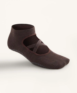 2 PAIRS OF COTTON BLEND YOGA AND PILATES SOCKS WITH CROSSOVER STRAPS- Заказать в России