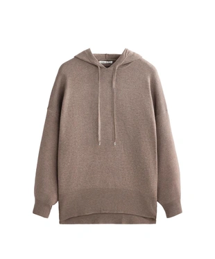 Длинный вязаный джемпер с капюшоном- Заказать в России