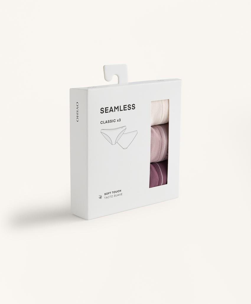 3 бесшовных классических трусов Seamless из мягкой ткани