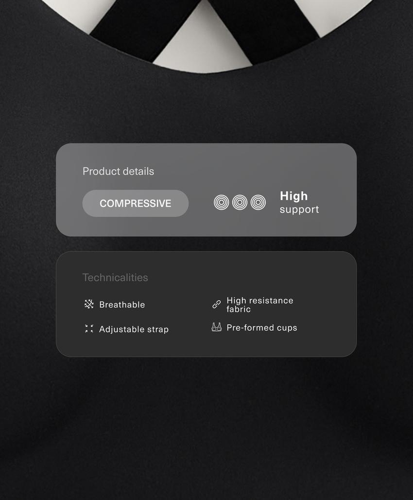 Compressive firm support cross-back sports bra