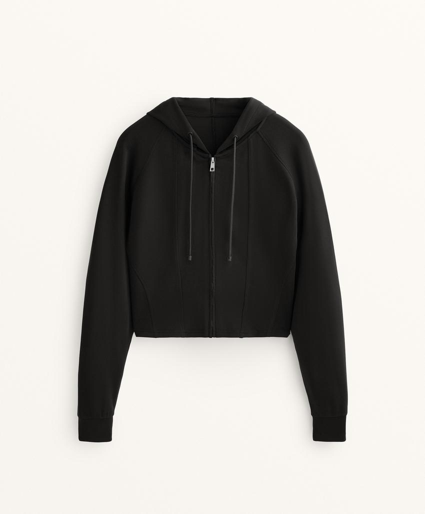 Укороченный удлиненный халат с капюшоном из модала soft touch