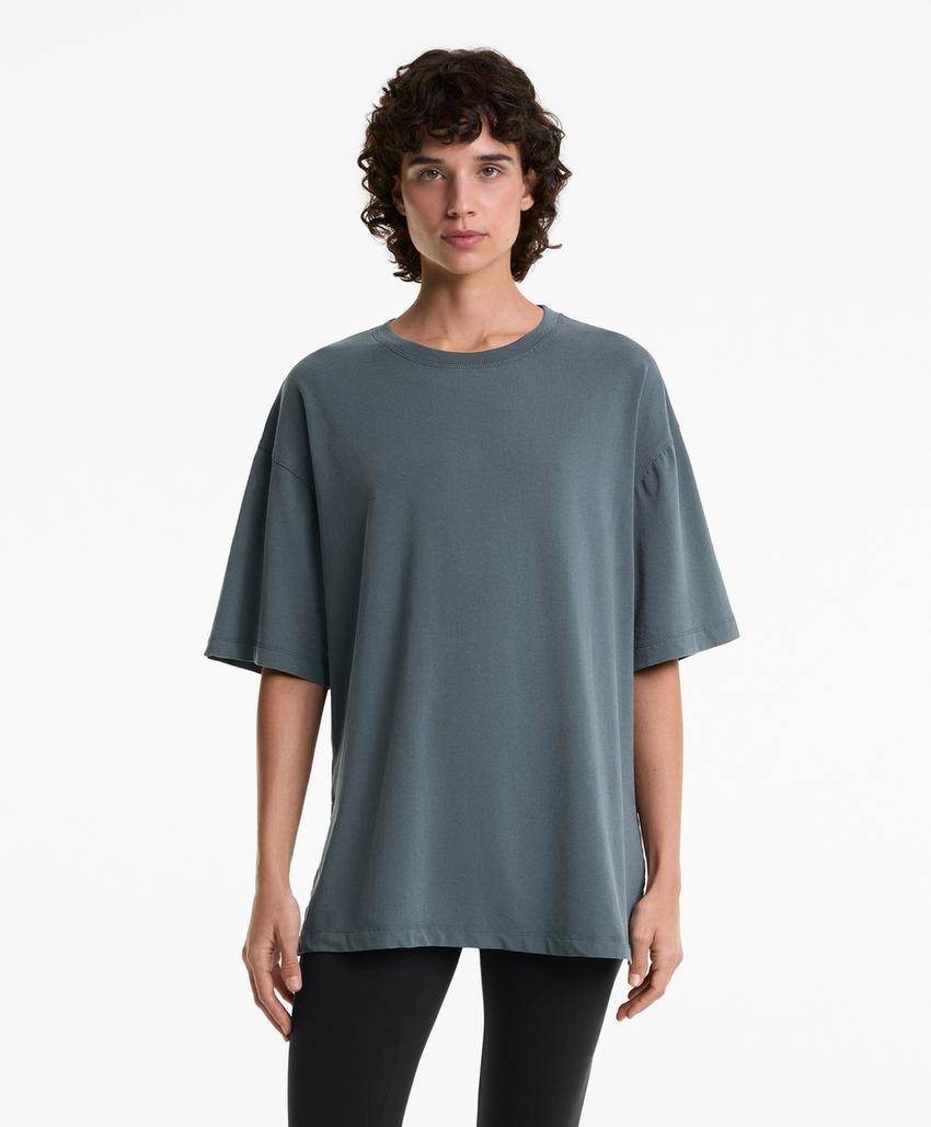 Футболка квадратного кроя из смесового хлопка с короткими рукавами