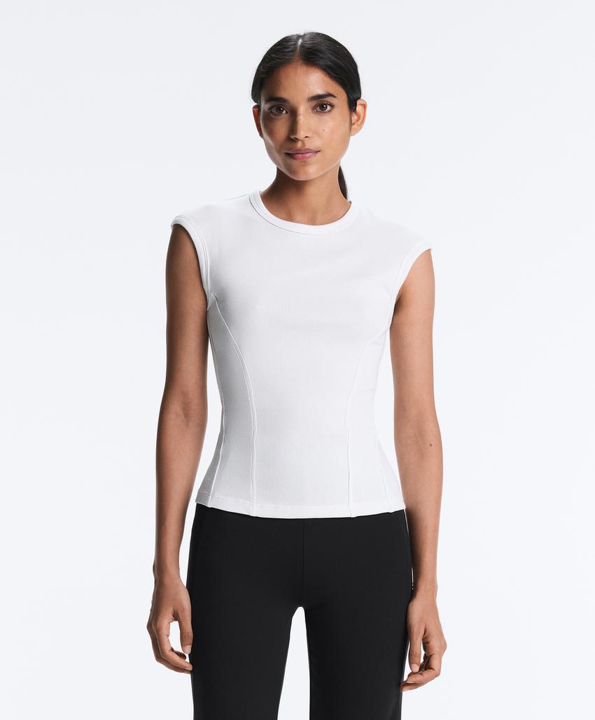 Футболка с коротким рукавом в рубчик из хлопка и модала