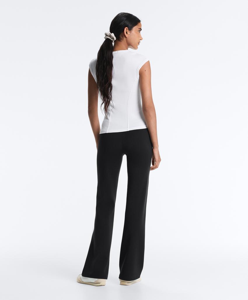 Футболка с коротким рукавом в рубчик из хлопка и модала