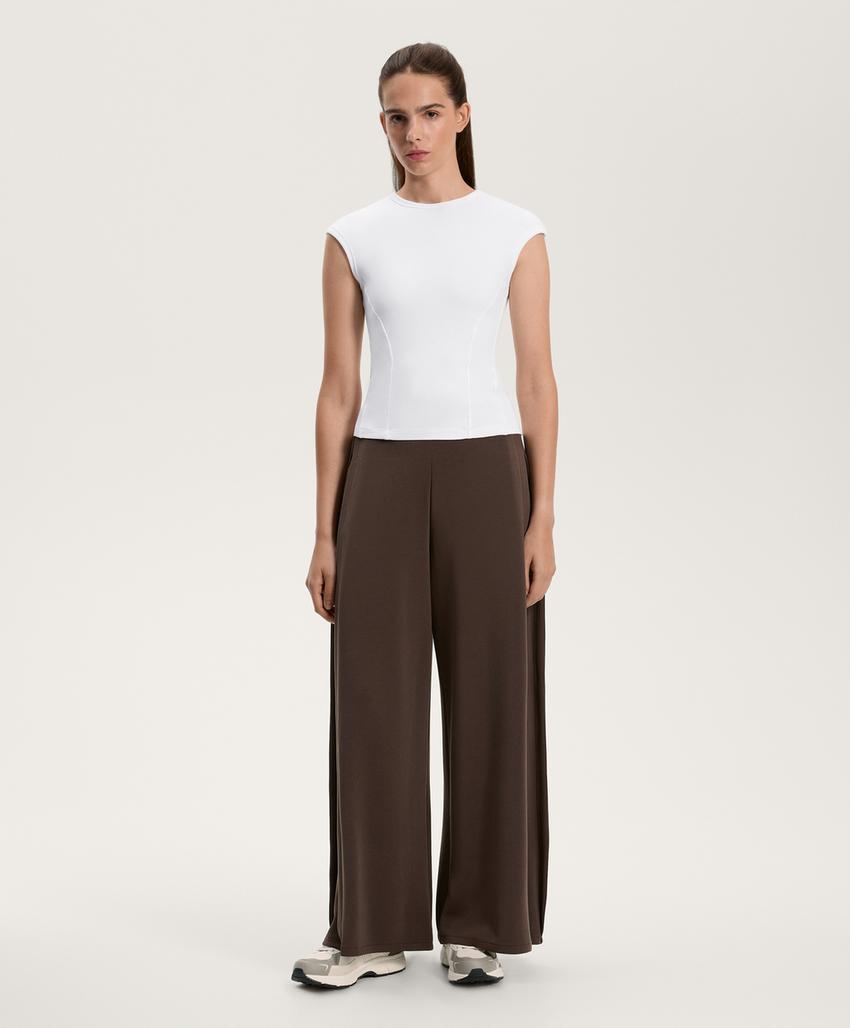 Футболка с коротким рукавом в рубчик из хлопка и модала