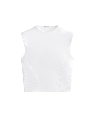 Футболка с коротким рукавом в рубчик из хлопка и модала- Заказать в России