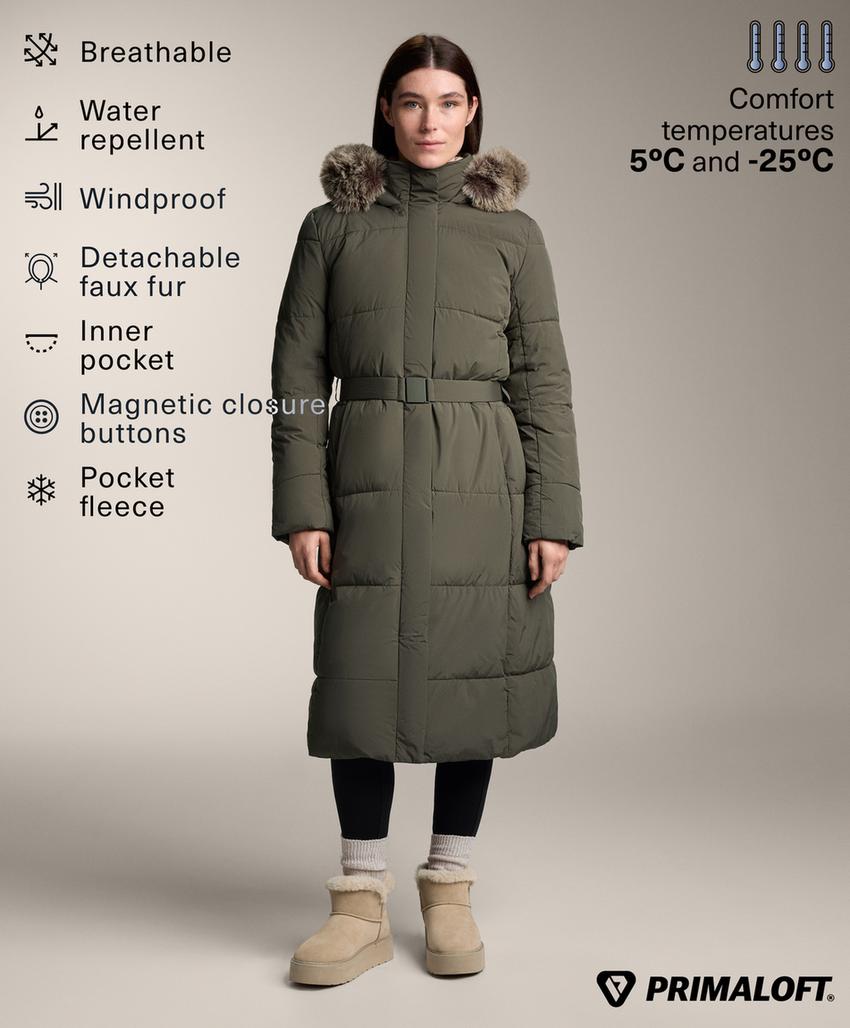 Длинная водоотталкивающая утепленная куртка Primaloft®