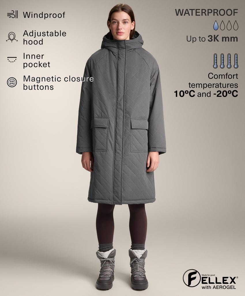 Длинная утепленная куртка с водонепроницаемостью 3k FELLEX® с AEROGEL