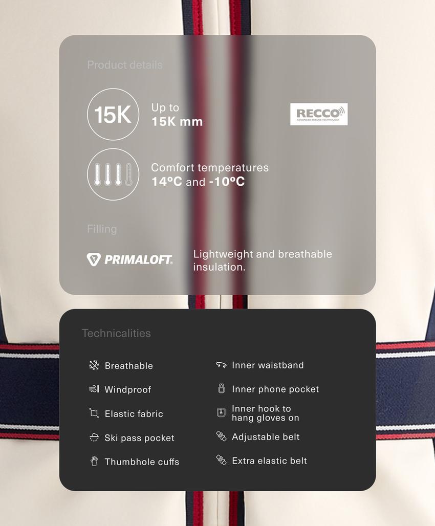 Retro fitted Primaloft® SKI water-resistant jacket