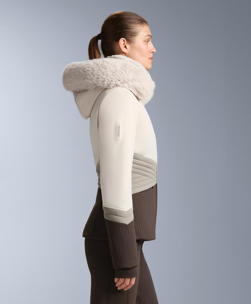 Супер-облегающая водоотталкивающая лыжная куртка в стиле колор-блок с утеплителем primaloft®