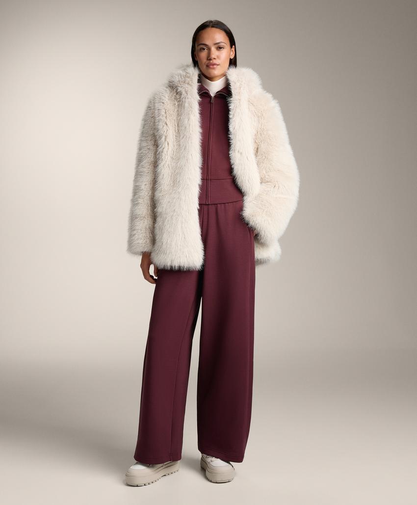 Fitted waist knit collar jacket with brushed modal