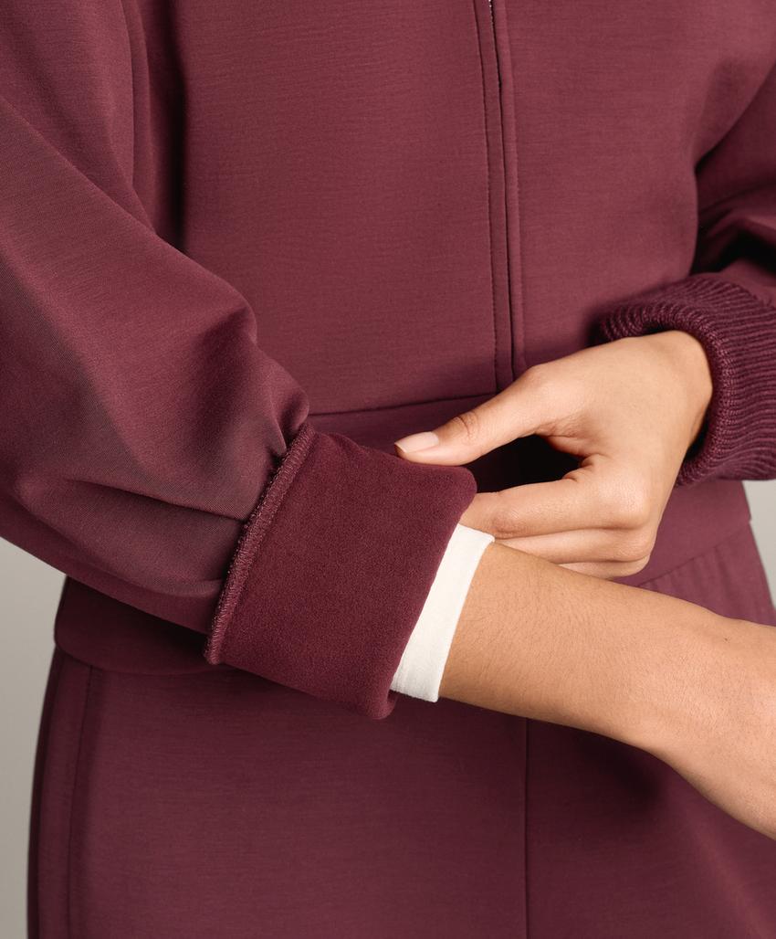 Fitted waist knit collar jacket with brushed modal